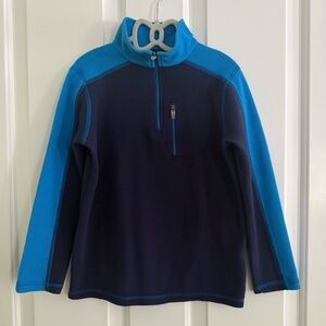 LL Bean Boys Blue and Navy Quarter-Zip Fleece Pullover size 6X/7